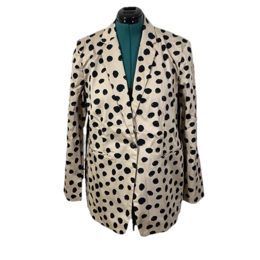 Terea By Andrea Pitter Women’s Hummus Beige Dot Blazer Lined TR-129 Size XL NEW